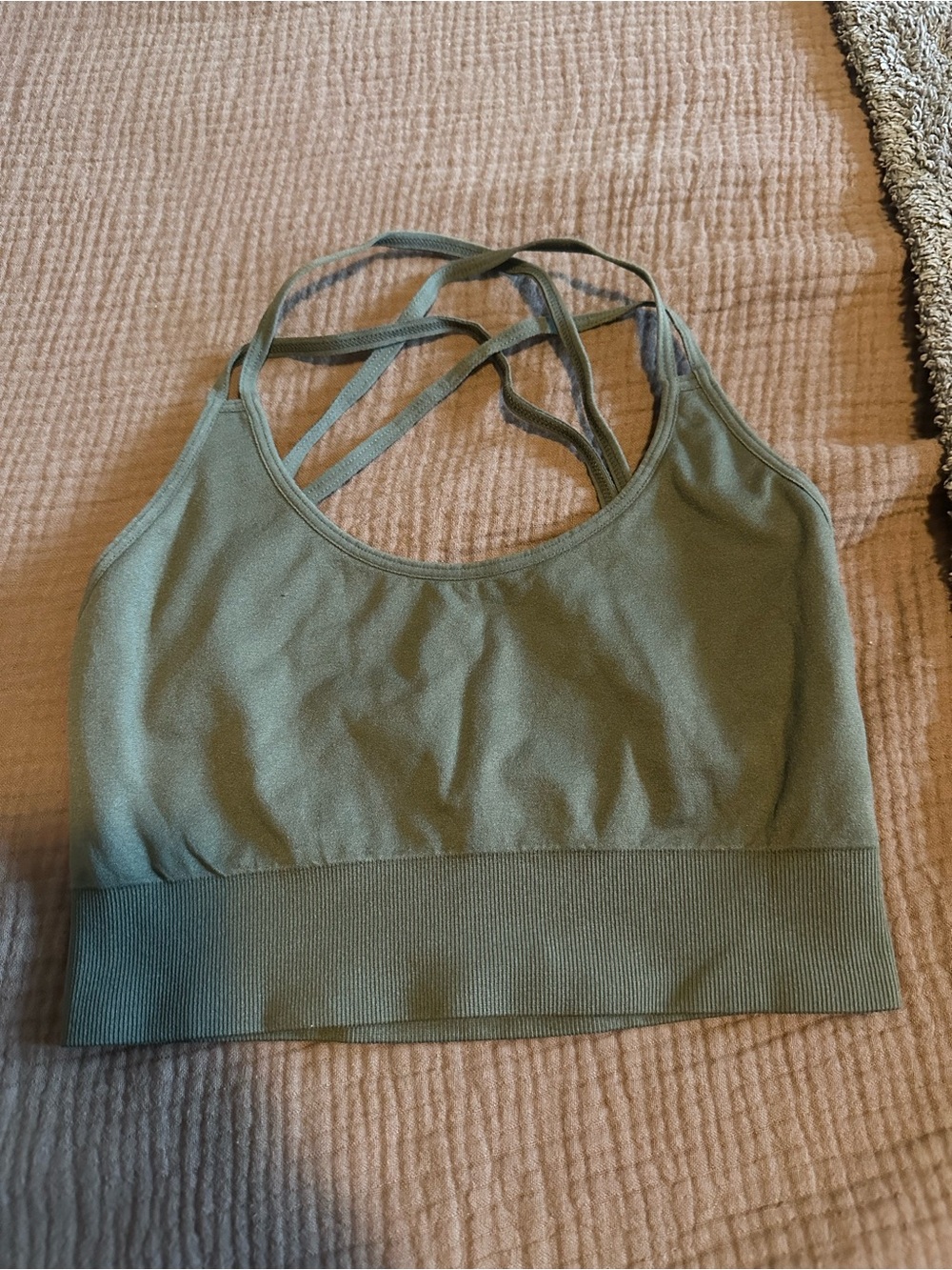 NVGTN Sage Green Strappy Seamless Sports Bra